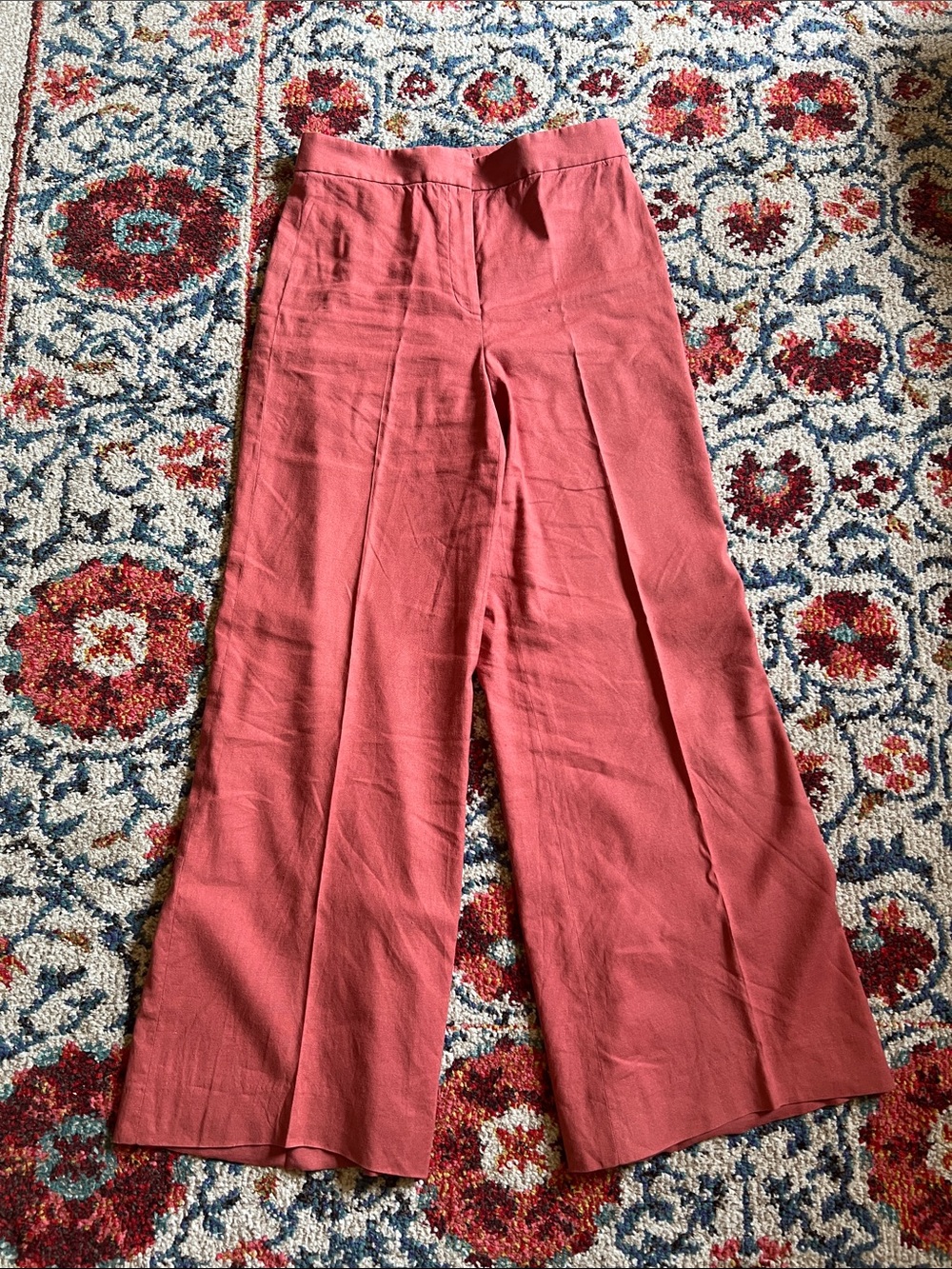 Theory Coral Linen Blend Pants